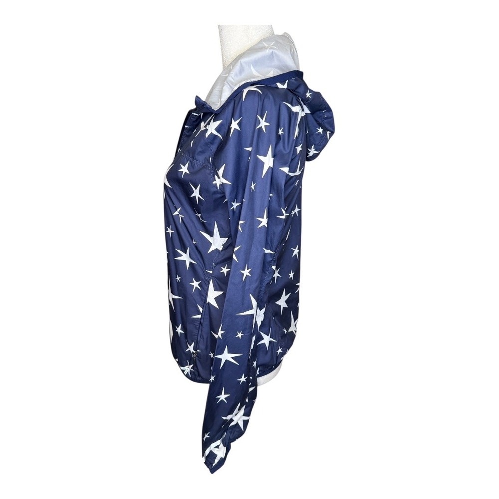 New Balance For J. Crew Star Print Hooded Lightweight Jacket Size XS Navy White - Picture 2 of 7